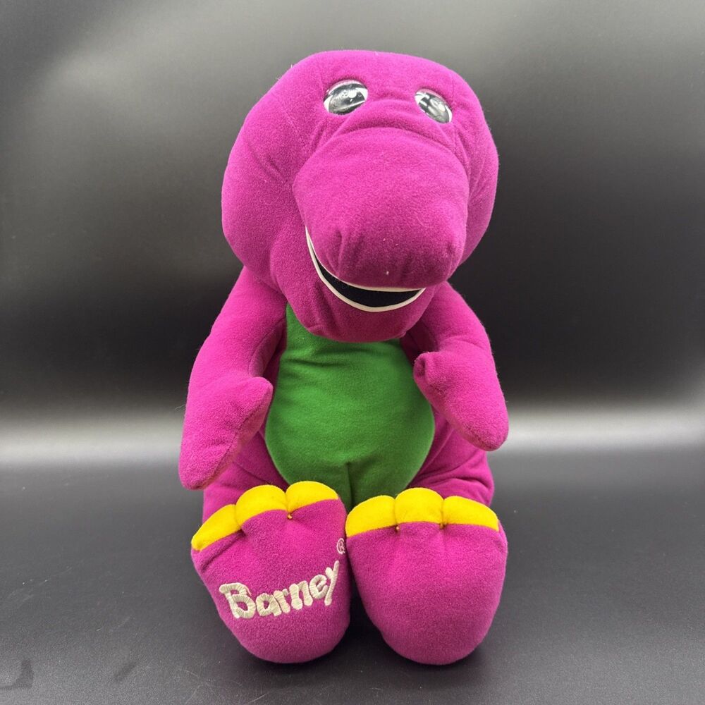 Vintage Talking Barney Plush 1996 Purple Dinosaur Hasbro Playskool Used Works